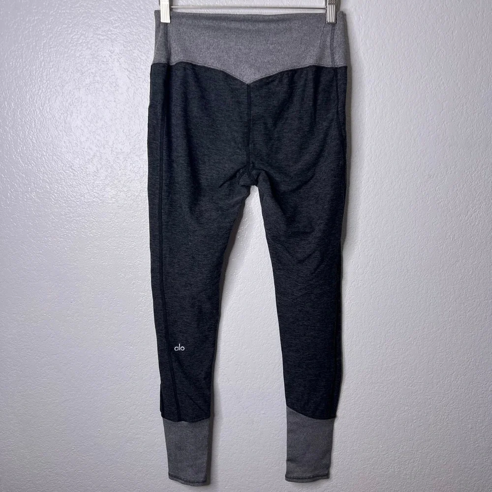 Alo Yoga Alosoft High Waist Two Tone Lounge Leggings Grey Heathered Large